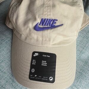 Nike Tan Club Cap with Purple Embroidered Swoosh